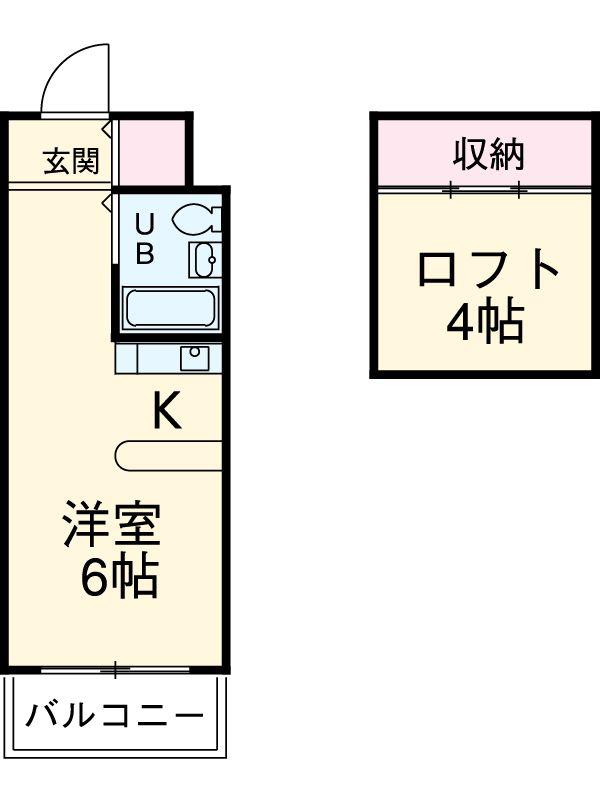 美工動坂ハイツ(ワンルーム/2階)の間取り写真