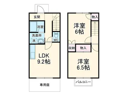 メゾファミーユ柘植(2LDK)の間取り写真