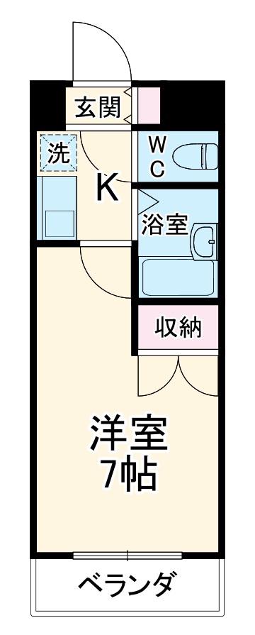 レジデンスフクザワⅡ(1K/8階)の間取り写真