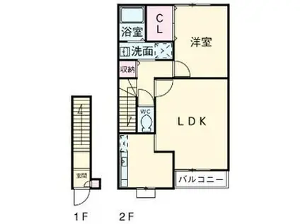 アンプルールリーブルプロムナード(1LDK/2階)の間取り写真