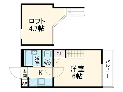 ロフティ向ヶ丘遊園(1K/1階)の間取り写真