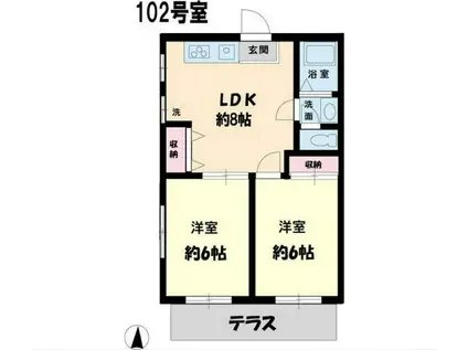 メゾンドフジ(2DK/1階)の間取り写真