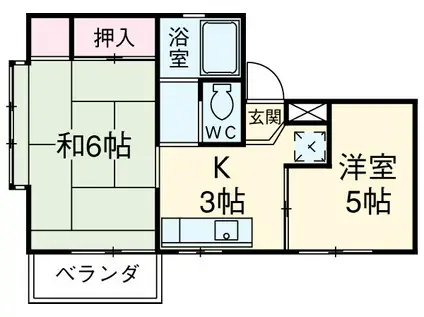 スカイハイム高橋Ⅱ番館(2DK/2階)の間取り写真
