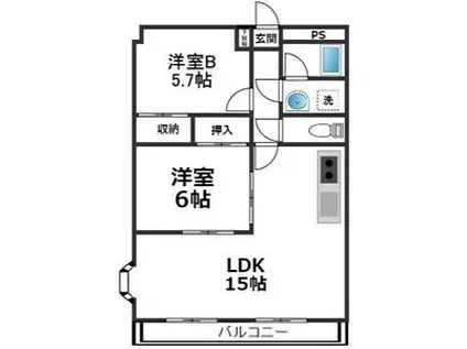プリマヴェイラ(2LDK/1階)の間取り写真