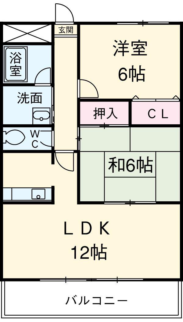 ステーシア雅Ⅱ(2LDK/3階)の間取り写真