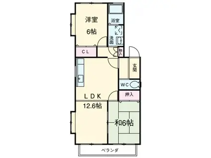 東海道本線 東刈谷駅 徒歩8分 2階建 築24年(2LDK/2階)の間取り写真