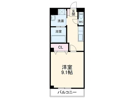 ボヌールSKⅡ(1K/2階)の間取り写真