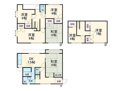 スターダスト向ヶ丘B棟(5DK/1階)の間取り写真