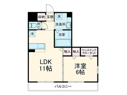 第1コスモスヴィラ(1LDK/3階)の間取り写真