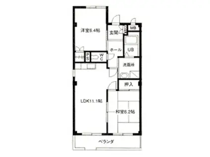 WAVE HOUSEⅡ(3DK/2階)の間取り写真