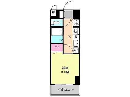 プレサンス名古屋STATIONビーフレックス(1K/4階)の間取り写真