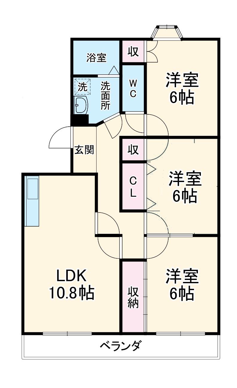 池田ハイツⅡ(3LDK/3階)の間取り写真
