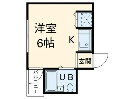 シュールコタージュ(ワンルーム/2階)の間取り写真