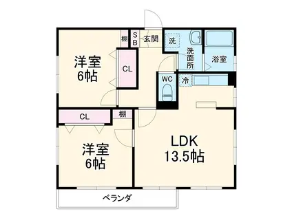 蟹江マンション(2LDK/2階)の間取り写真