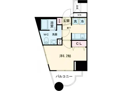 メインステージ北千住Ⅱ(1K/6階)の間取り写真