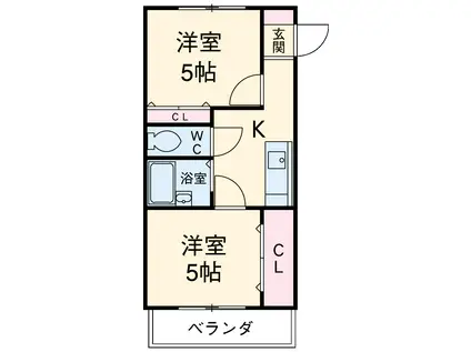 ハイツ田戸(2DK/1階)の間取り写真