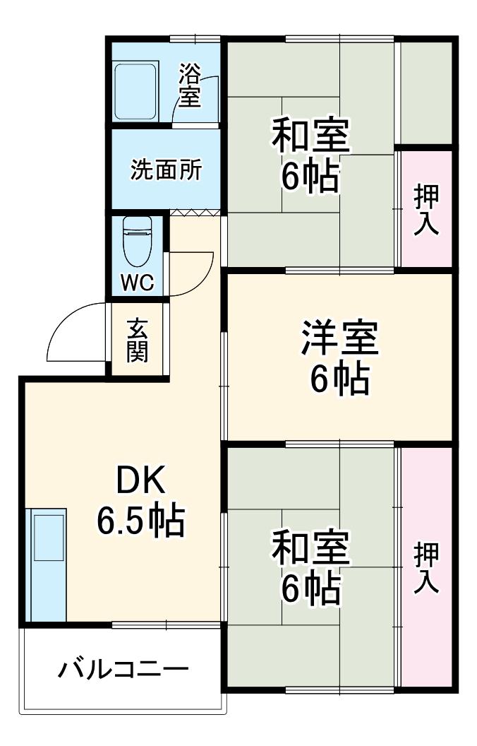 浅野第三ビル(3DK/2階)の間取り写真