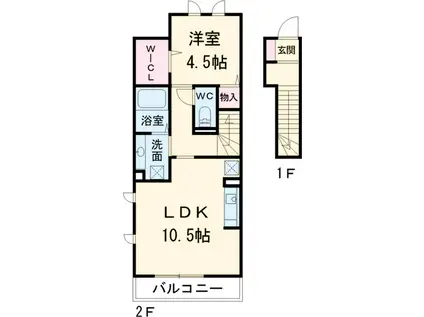 スカイコート7(1LDK/2階)の間取り写真