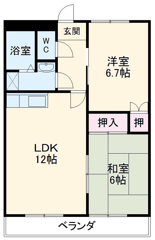 プランドールI・T(2LDK/3階)の間取り写真