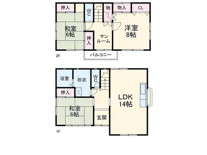 名鉄三河線 高浜港駅 徒歩9分 2階建 築27年(3LDK)の間取り写真