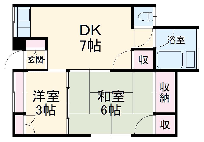 今井荘(2DK/2階)の間取り写真