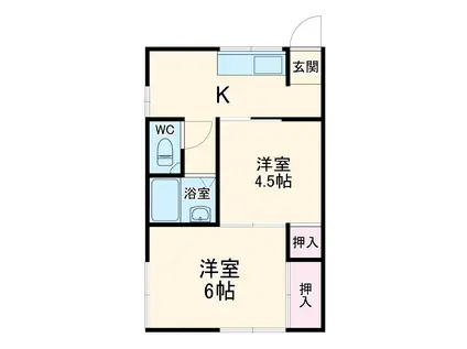 ファミーユ米が浜(2K/1階)の間取り写真