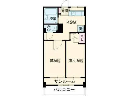 クラウディⅡ(2K/3階)の間取り写真