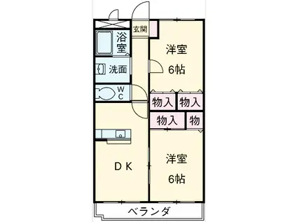 和泉乃郷Ⅱ号館(2DK/3階)の間取り写真