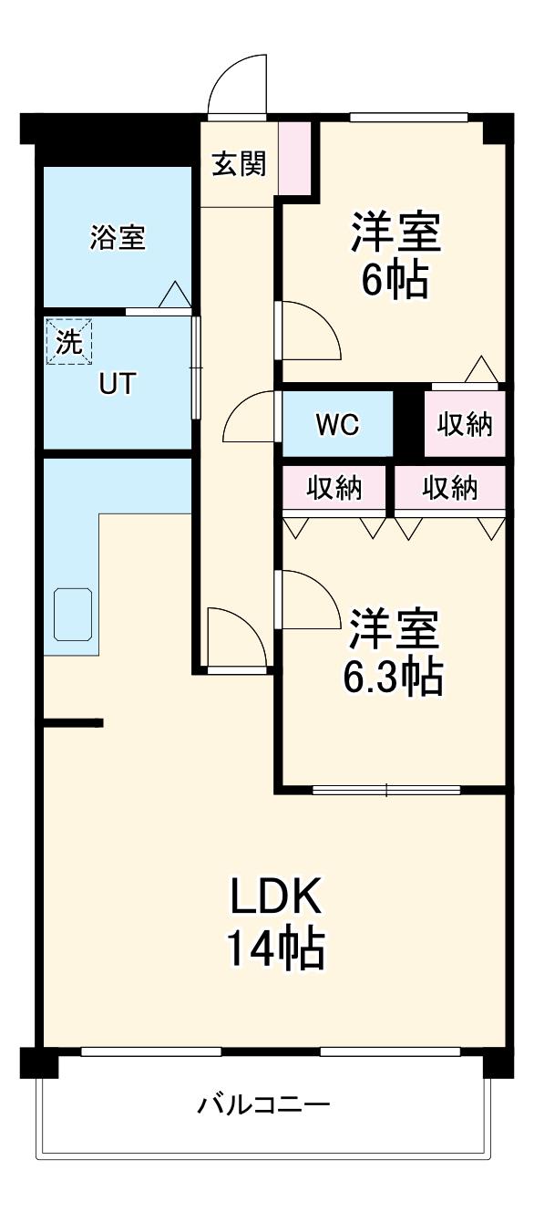 和泉乃郷Ⅰ号館(2LDK/3階)の間取り写真