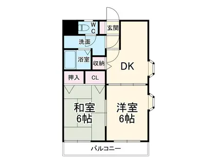 アンジェロ・パティオ(2DK/2階)の間取り写真