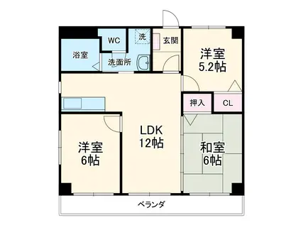 アンジェロ・パティオ(3LDK/2階)の間取り写真