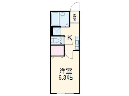 尊翔伍番館(1K/1階)の間取り写真