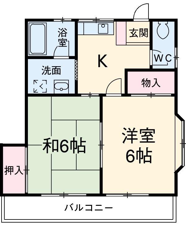 塩川ハイツ(2DK/1階)の間取り写真