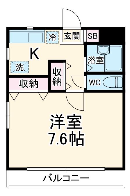レキシントンマンション青柳Ⅰ(1K/2階)の間取り写真