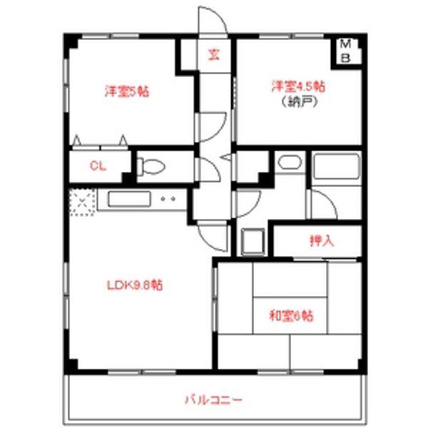 リビックA(2SLDK/3階)の間取り写真