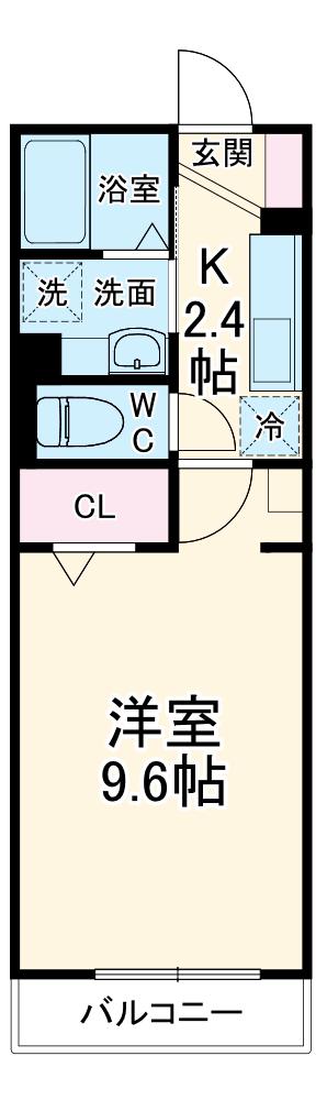 セジュールK(1K/2階)の間取り写真