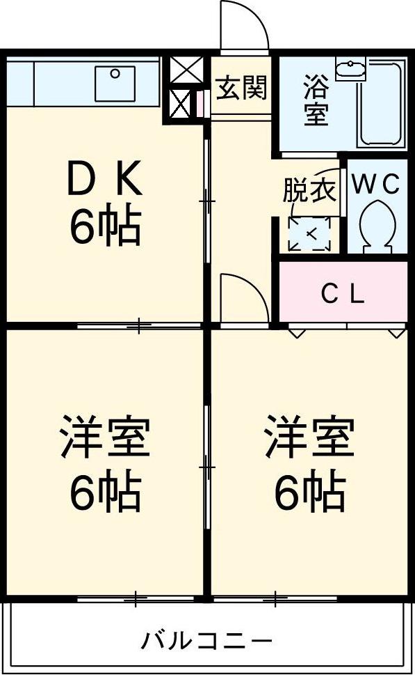 グリーンハイツWATANABE(2DK/2階)の間取り写真