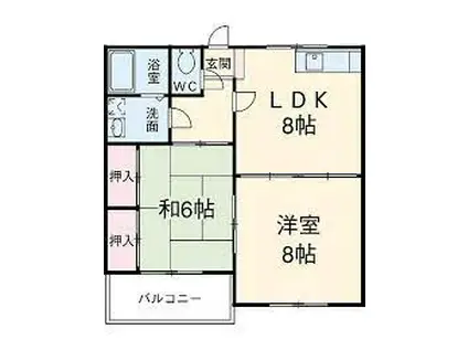 さとみヴィレッジ(2DK/2階)の間取り写真