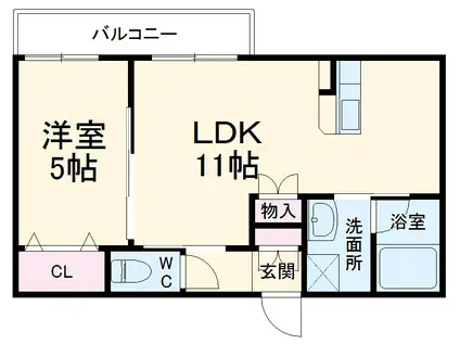 グランショア鎌倉(1LDK/2階)の間取り写真