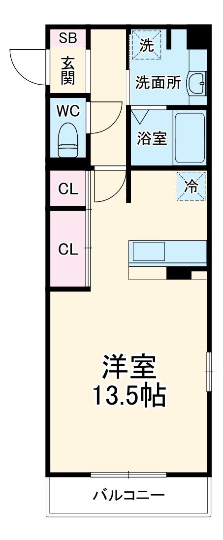 クラール獨協(ワンルーム/2階)の間取り写真