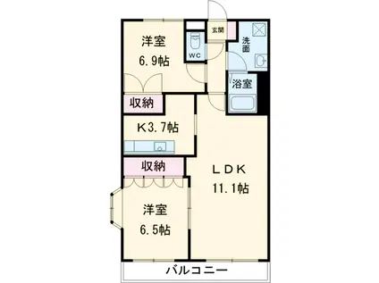 リッチヒル(2LDK/2階)の間取り写真