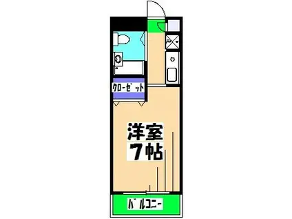 サンハイツ習志野(ワンルーム/2階)の間取り写真