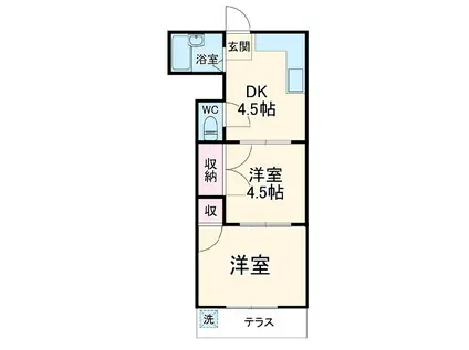 グリンピュア日総(2DK/1階)の間取り写真