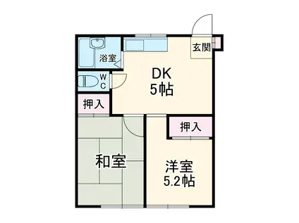 メゾンロアール公郷(2DK/1階)の間取り写真