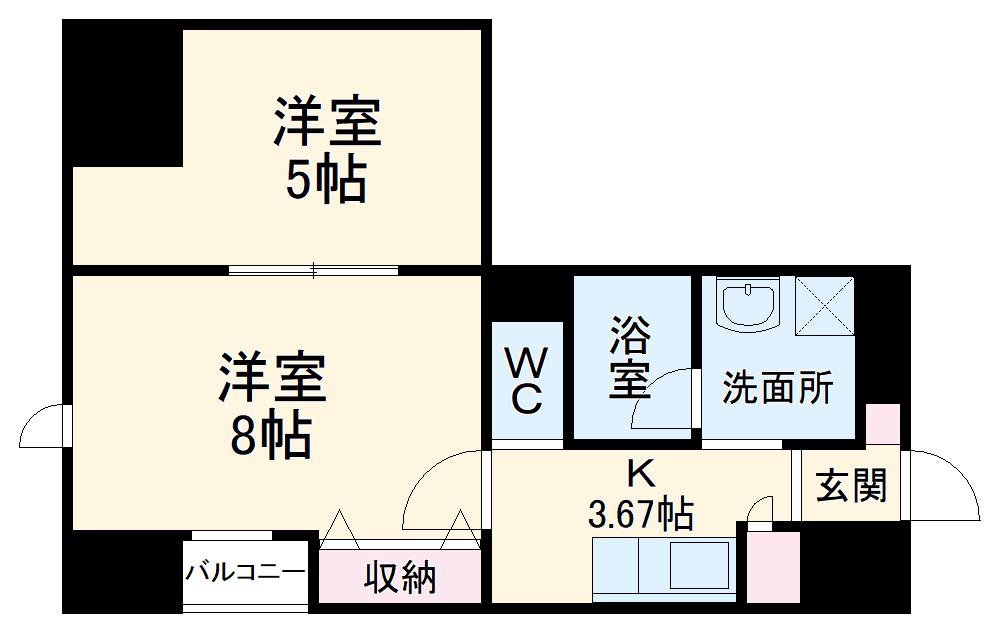 チェルキオ羅漢(2K/8階)の間取り写真