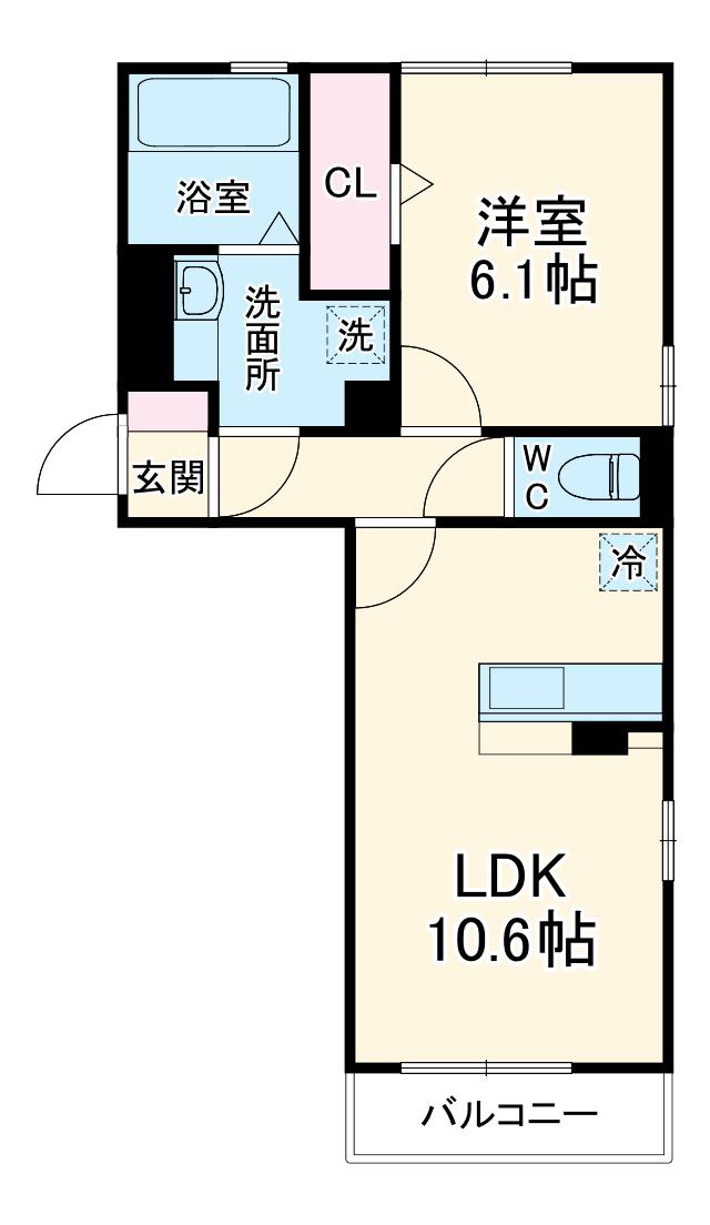 ロイジェントパークス草加手代B(1LDK/2階)の間取り写真