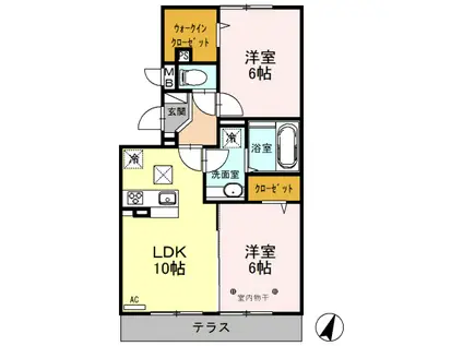 ロイジェントパークス草加手代C(2LDK/1階)の間取り写真