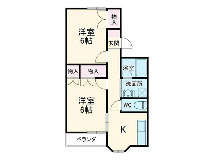 アイランドパレス A(2K/2階)の間取り写真