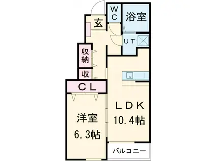 LA VITA BRILLANTEⅠ(1LDK/1階)の間取り写真