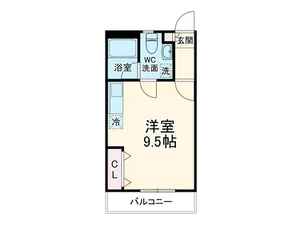 リバティ(ワンルーム/3階)の間取り写真